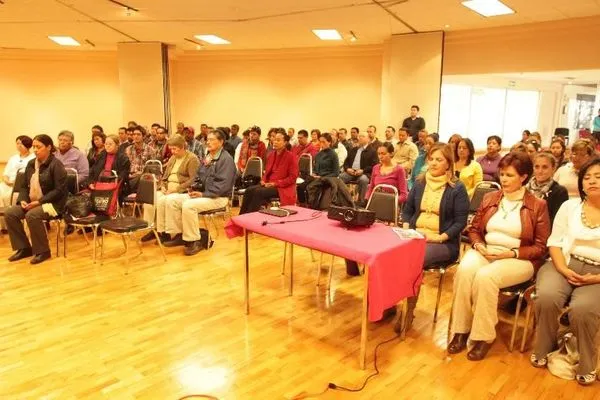 Meditating with the audience at the university cultural center