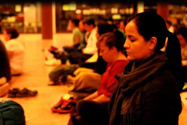 Guiding the meditation at the museum
