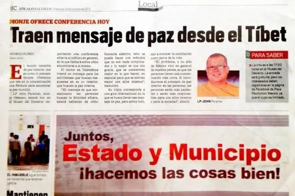 Newspaper article about the visit
