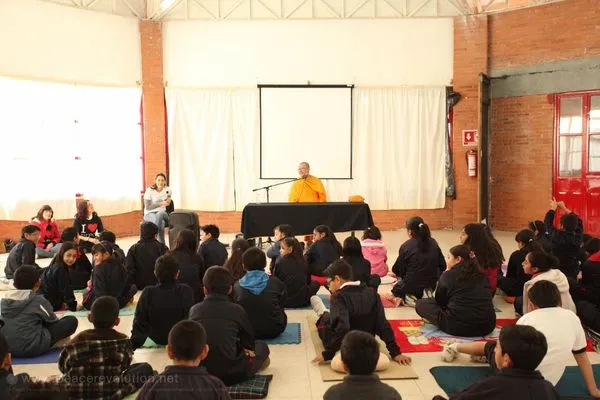 Teaching the primary students at Simón Bolívar School