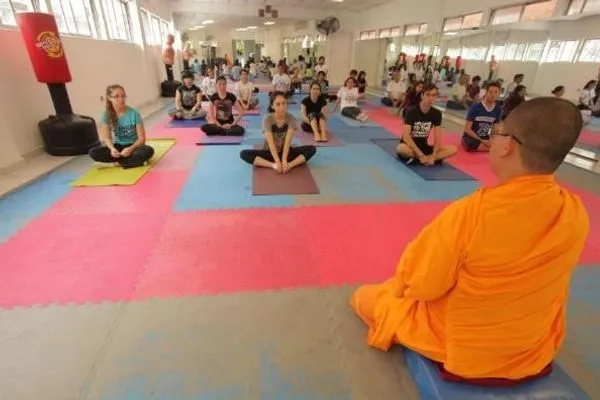 Meditating with the yoga club at TEC de Monterrey